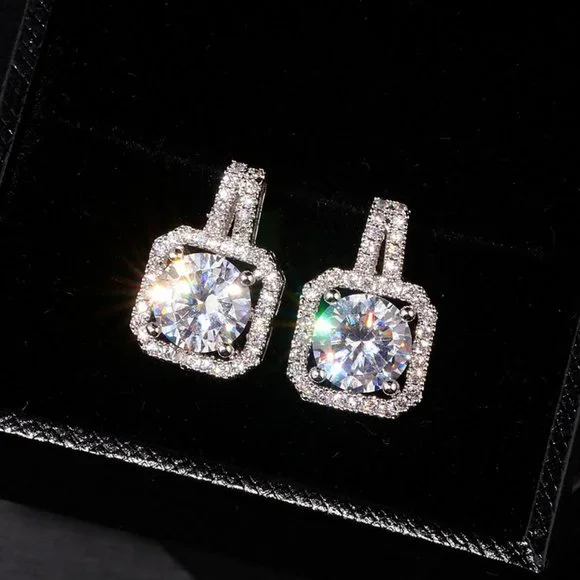 NEW silver round halo earrings - Picture 2 of 6